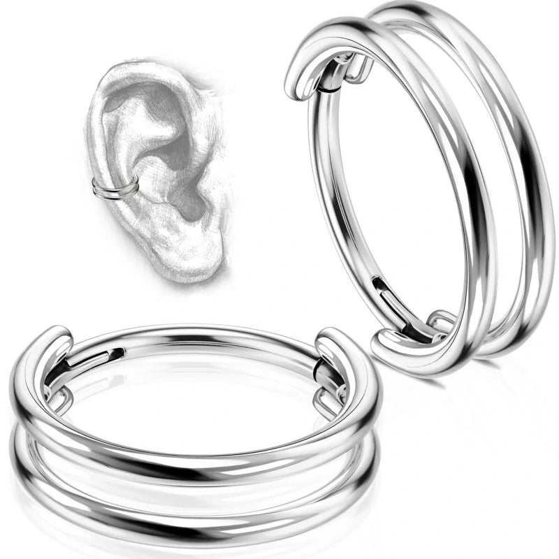 Cartilage Earring Double Triple Hoop Nose Ring Titanium Conch