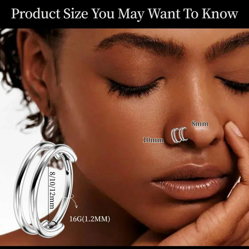 Cartilage Earring Double Triple Hoop Nose Ring Titanium Conch