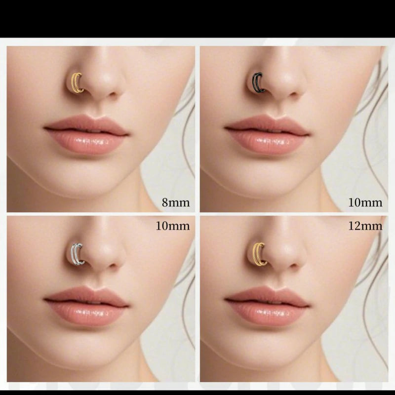 Cartilage Earring Double Triple Hoop Nose Ring Titanium Conch