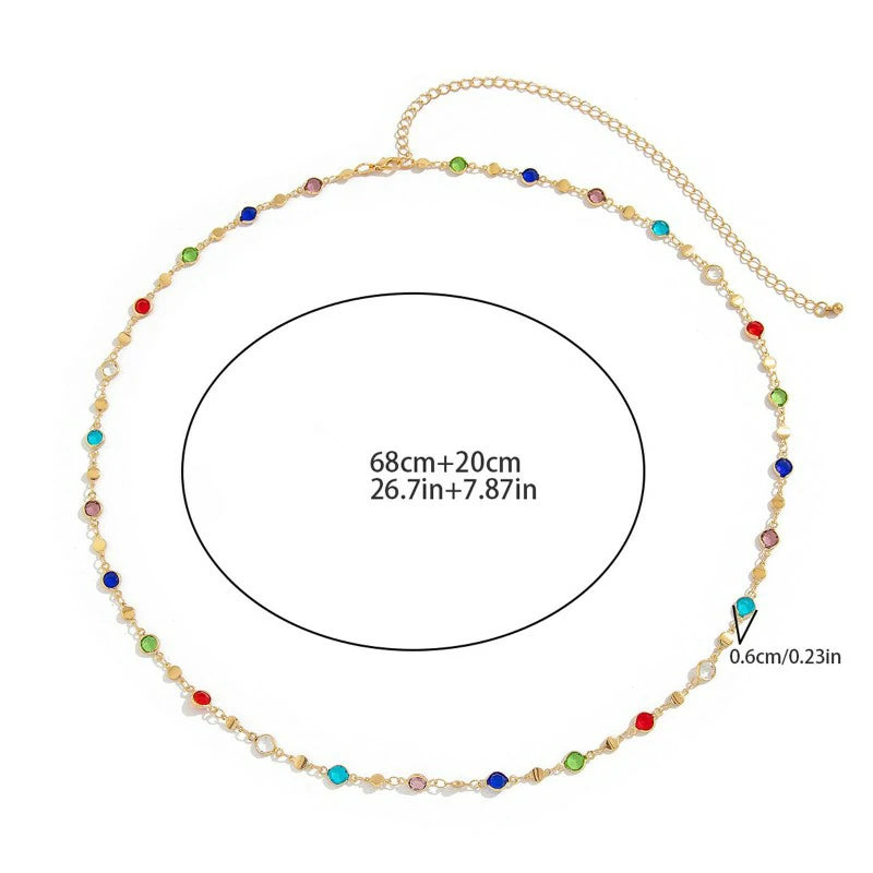Colorful Crystal Body Chain for Women Waist Sexy Summer Rhinestone Bead Belly Body Chain