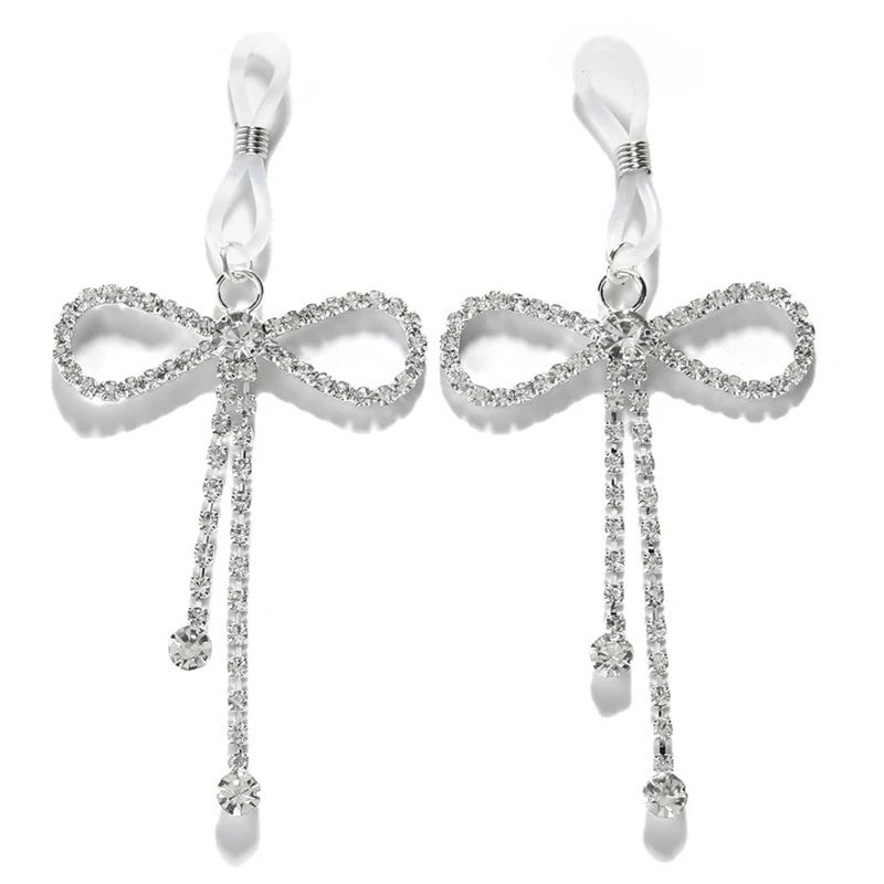 Crystal Bowknot Non Piercing Nipple Jewelry Festival Rave Chest Tassels Body Chain