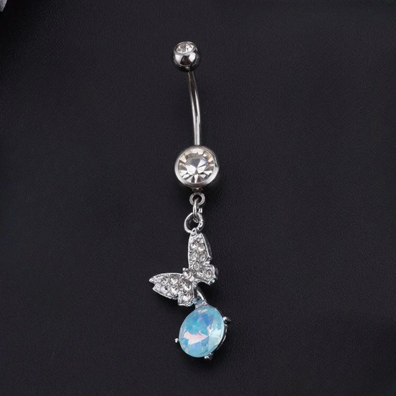 Surgical Stainless Steel Cute Bow Butterfly Heart Flower Dangling Belly Button Piercing