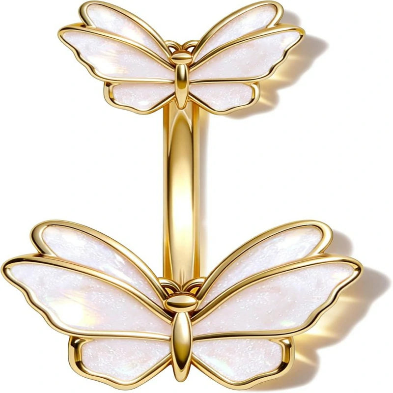 Cute Butterfly Navel Ring Belly Button 14g Curved Barbell Spring Aesthetic Piercing