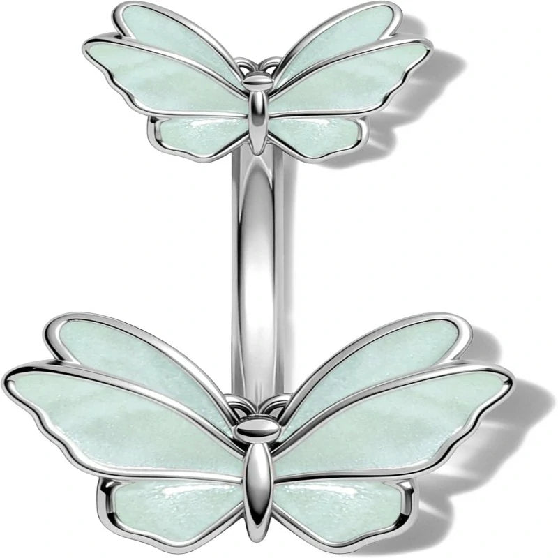 Cute Butterfly Navel Ring Belly Button 14g Curved Barbell Spring Aesthetic Piercing