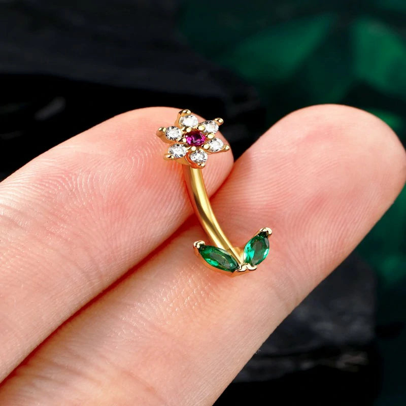 Cute Flower Rook Earrings Silver 16g Jewelry 16 Gauge Stainless Steel 8mm Piercing Dainty