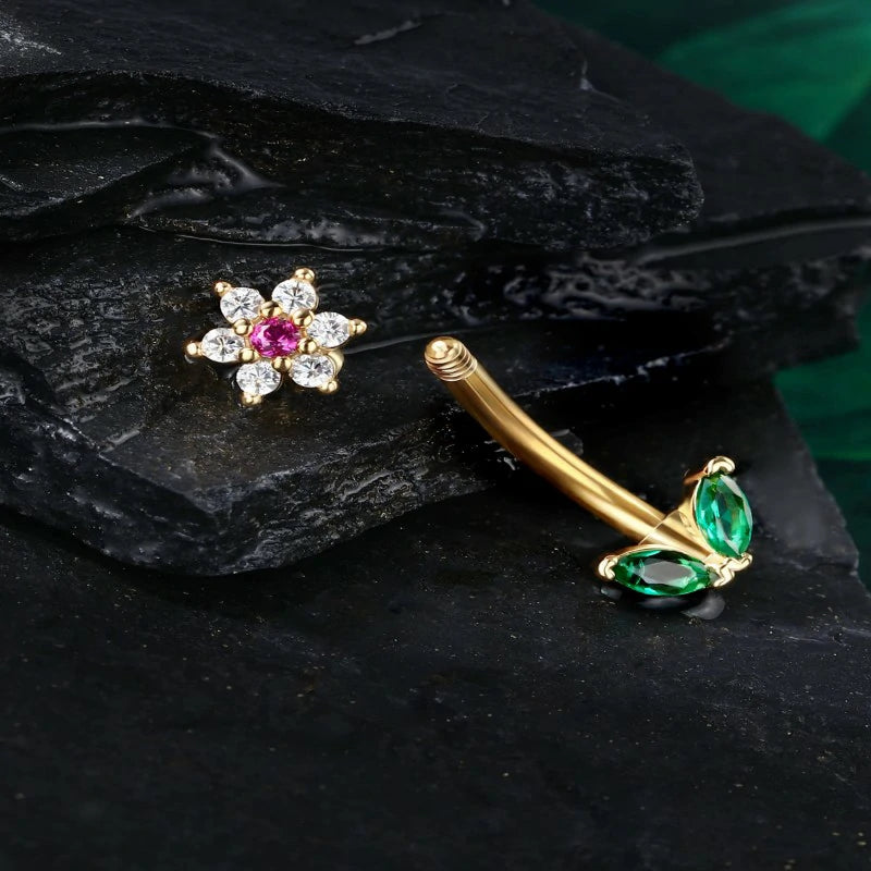 Cute Flower Rook Earrings Silver 16g Jewelry 16 Gauge Stainless Steel 8mm Piercing Dainty