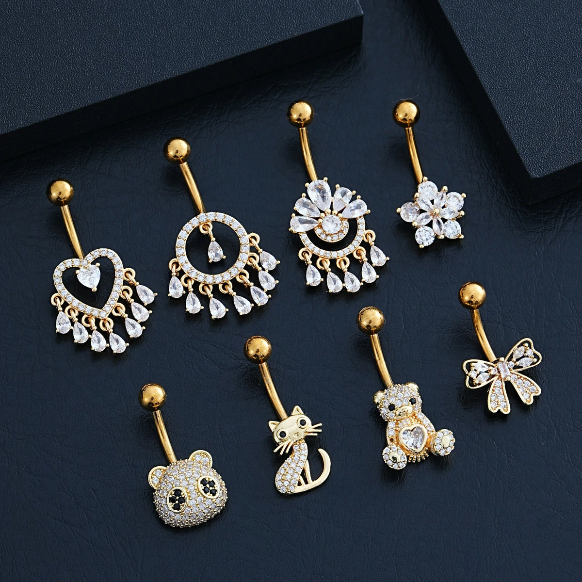 Dangle Belly Button Rings Piercing Jewelry for Women Surgical Stainless Steel Dangling Belly