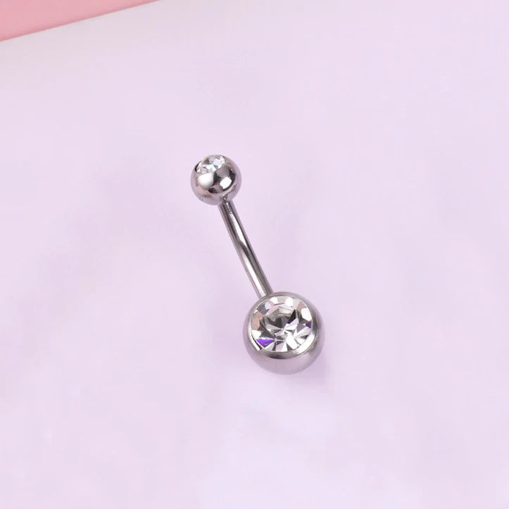 Dangle Navel Belly Piercing Jewelry Sparkly Pink CZ Heart Navel Belly Rings