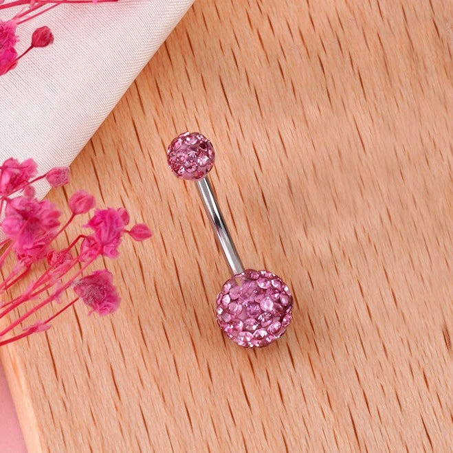 Dangle Navel Belly Piercing Jewelry Sparkly Pink CZ Heart Navel Belly Rings