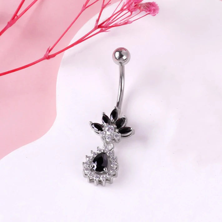Dangle Navel Belly Piercing Jewelry Sparkly Pink CZ Heart Navel Belly Rings