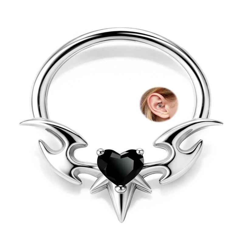 Demonic Wings Septum Rings 316L Stainless Steel Septum Piercing Jewelry Gothic Septum Clicker Rings