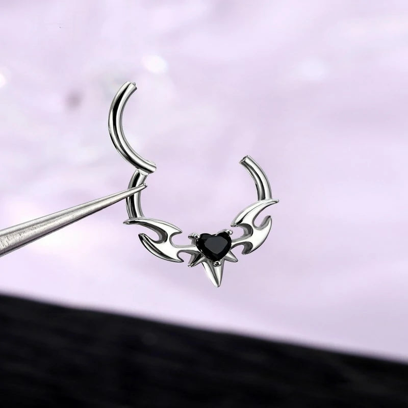 Demonic Wings Septum Rings 316L Stainless Steel Septum Piercing Jewelry Gothic Septum Clicker Rings