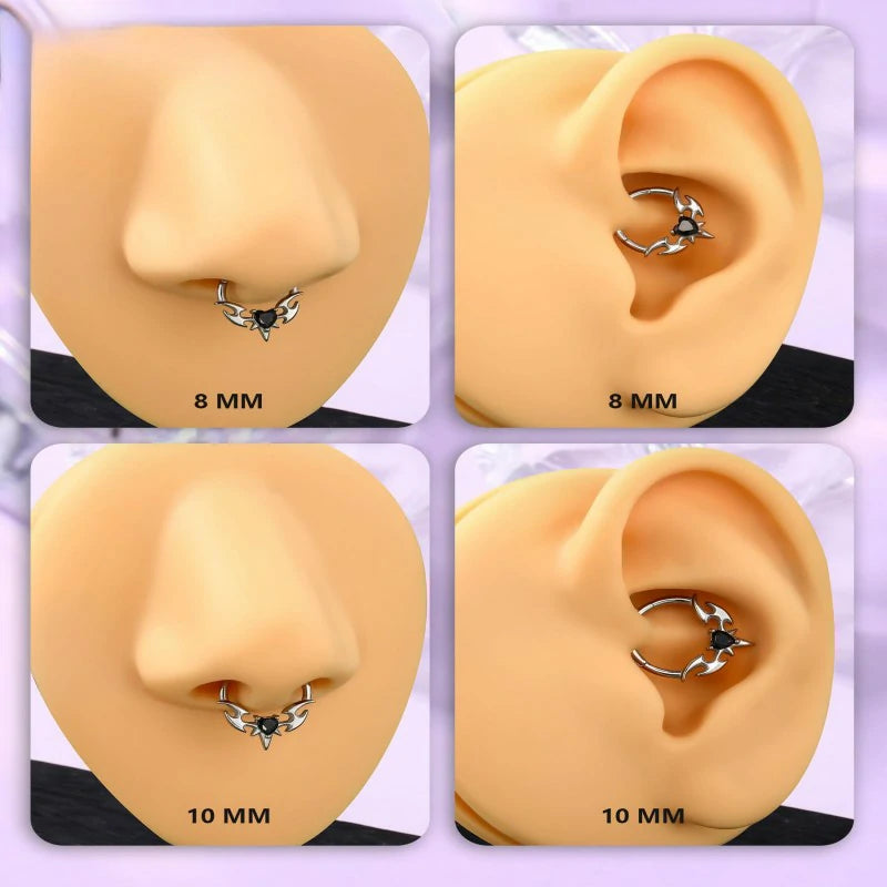 Demonic Wings Septum Rings 316L Stainless Steel Septum Piercing Jewelry Gothic Septum Clicker Rings