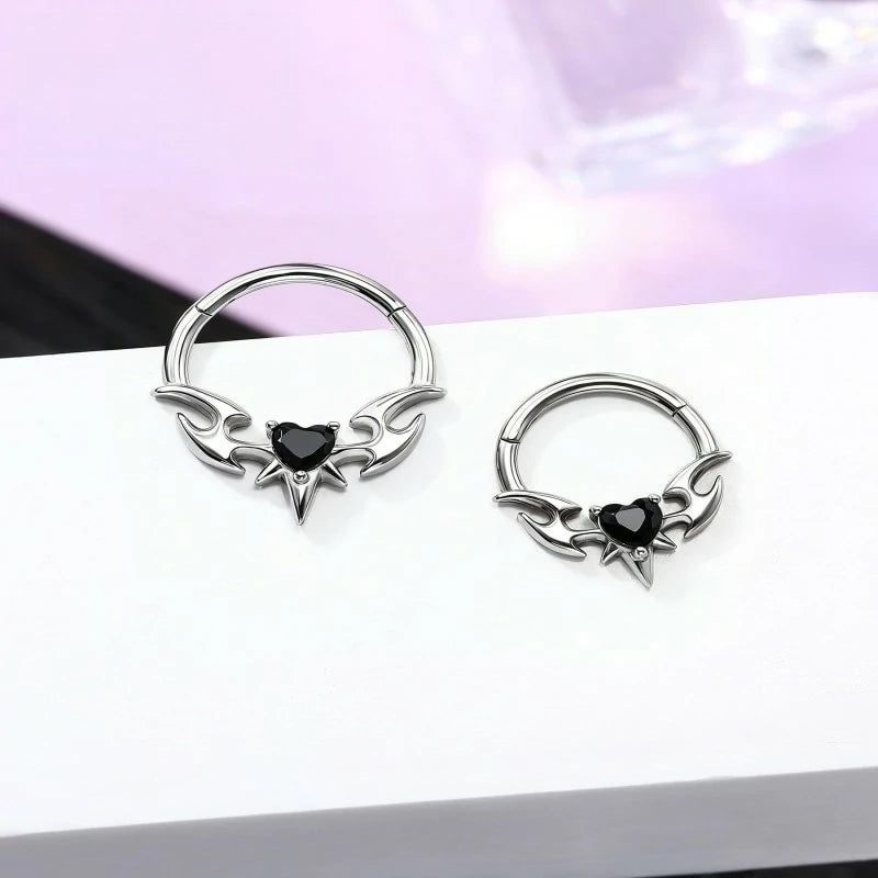Demonic Wings Septum Rings 316L Stainless Steel Septum Piercing Jewelry Gothic Septum Clicker Rings