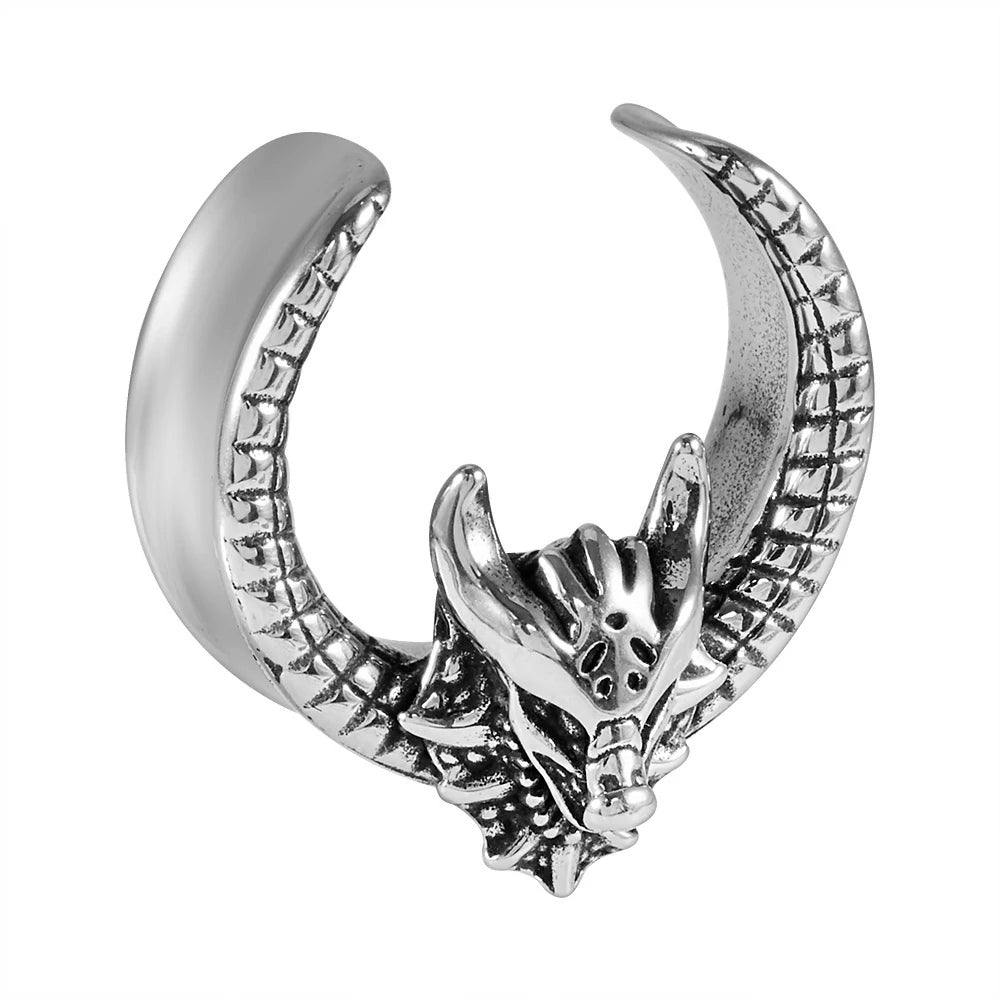 Dragon Ear Plugs Gauges Stainless Steel Screw Back tunnels Body Piercing