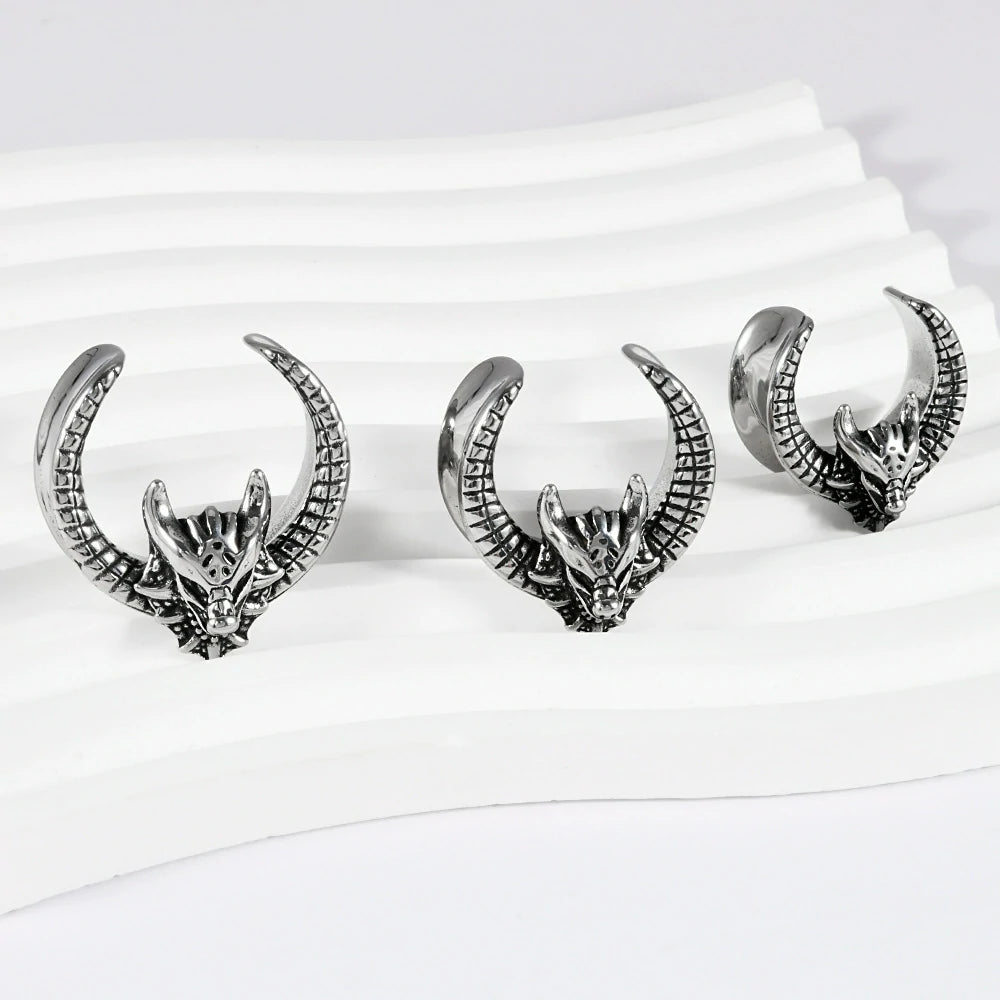 Dragon Ear Plugs Gauges Stainless Steel Screw Back tunnels Body Piercing