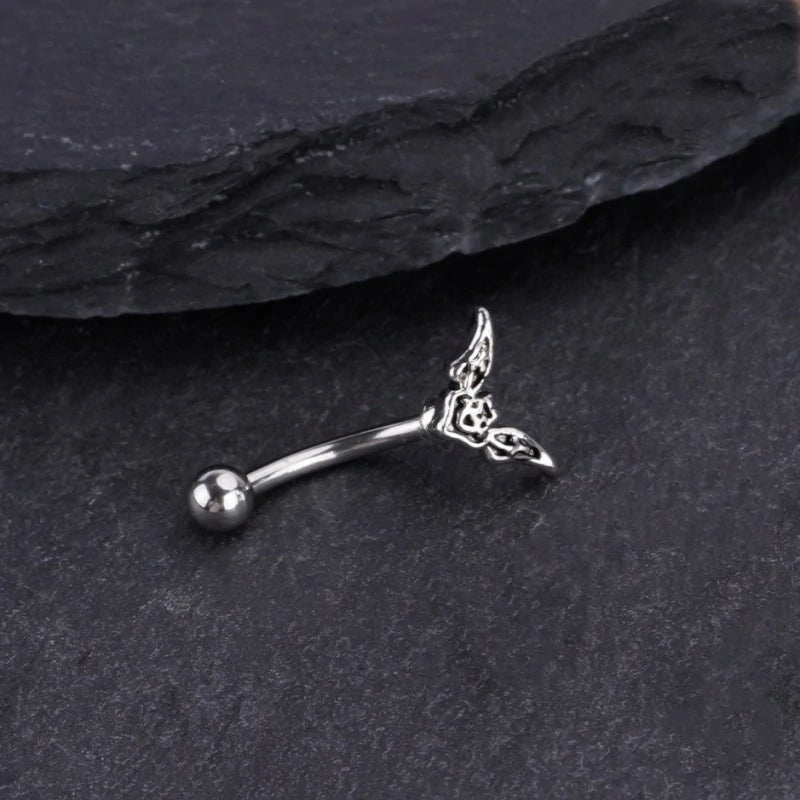 16G Stainless Steel Eyebrow Rings Black Skull Spider Butterfly Bat Eyebrow Curved Barbell Eyebrow Halloween Piercing