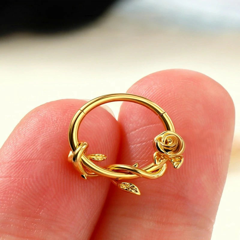 FLower 16G Gold Septum Rings 316L Surgical Steel Septum Jewelry