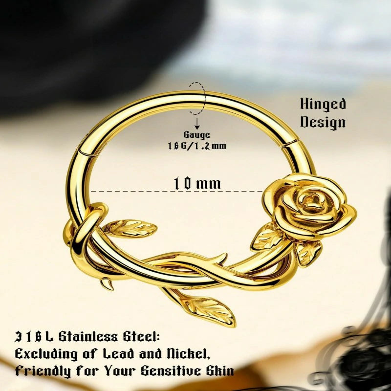 FLower 16G Gold Septum Rings 316L Surgical Steel Septum Jewelry