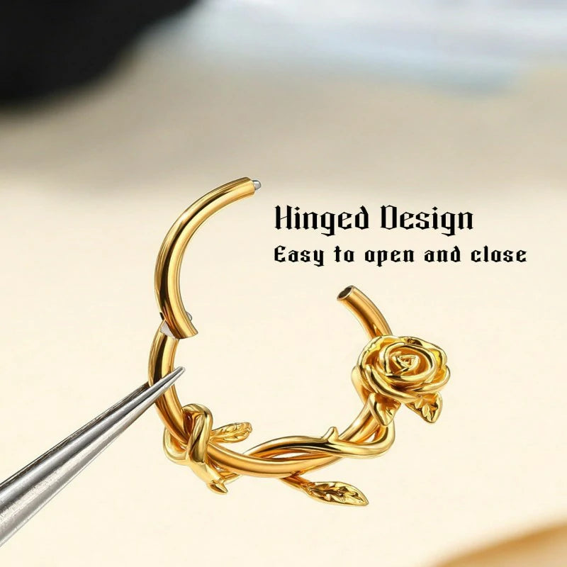 FLower 16G Gold Septum Rings 316L Surgical Steel Septum Jewelry
