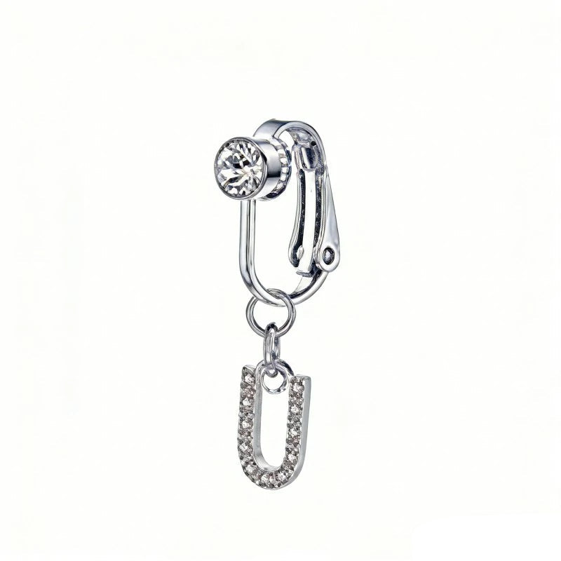 Fake 14G Surgical Stainless Steel 26 Letter Dangle Navel Barbell Stud Cubic Zirconia