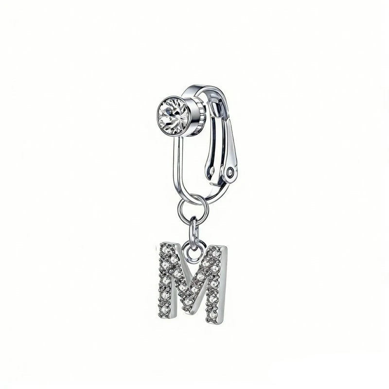Fake 14G Surgical Stainless Steel 26 Letter Dangle Navel Barbell Stud Cubic Zirconia