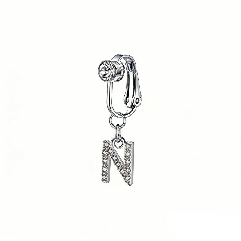 Fake 14G Surgical Stainless Steel 26 Letter Dangle Navel Barbell Stud Cubic Zirconia