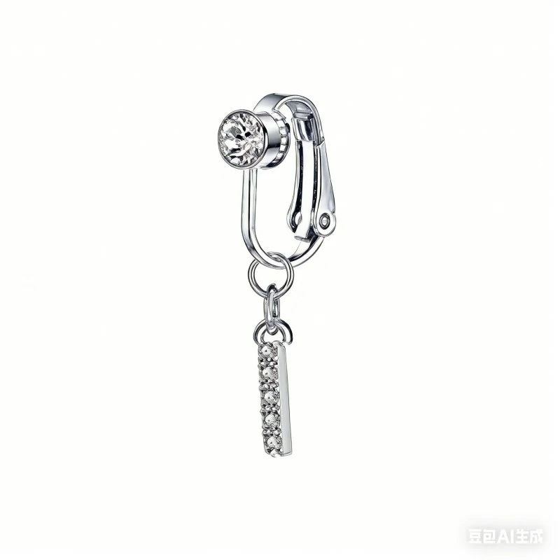 Fake 14G Surgical Stainless Steel 26 Letter Dangle Navel Barbell Stud Cubic Zirconia