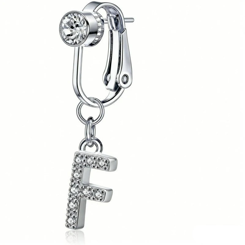 Fake 14G Surgical Stainless Steel 26 Letter Dangle Navel Barbell Stud Cubic Zirconia