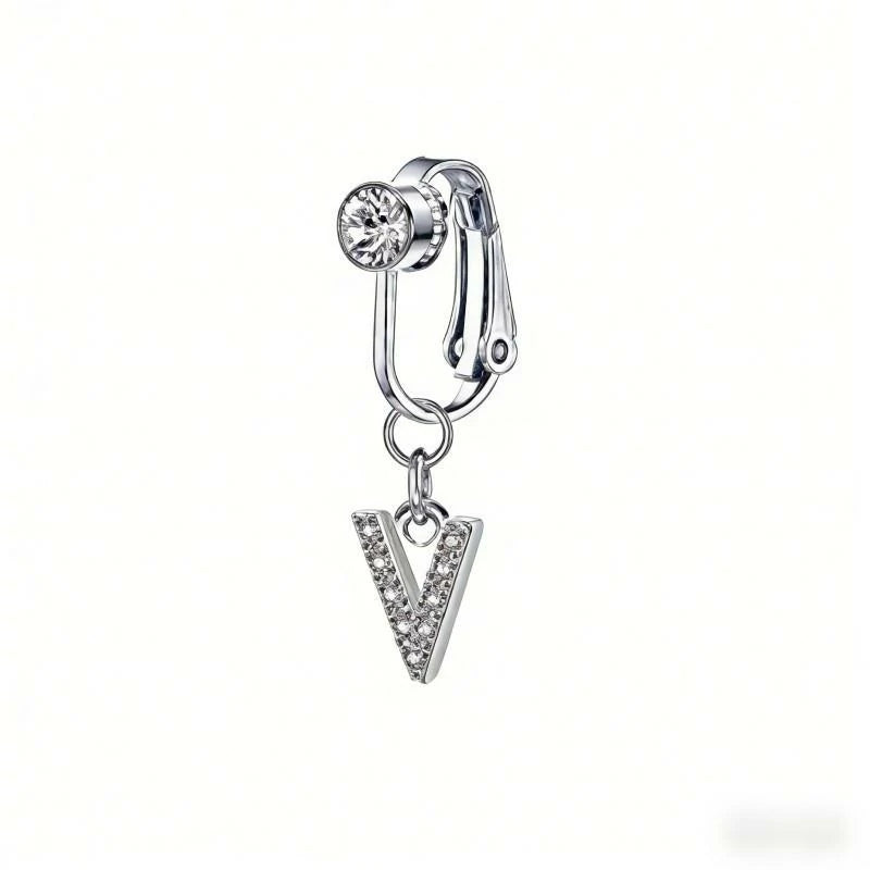 Fake 14G Surgical Stainless Steel 26 Letter Dangle Navel Barbell Stud Cubic Zirconia