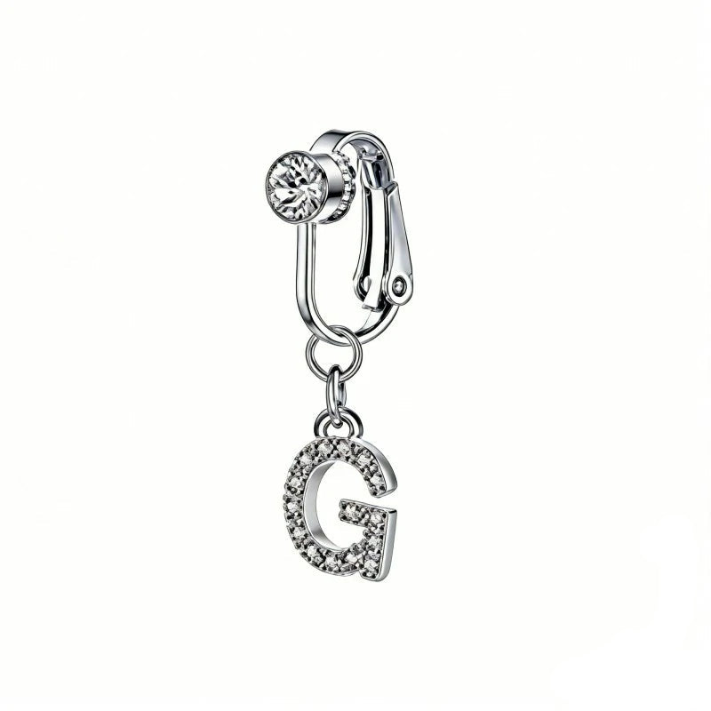 Fake 14G Surgical Stainless Steel 26 Letter Dangle Navel Barbell Stud Cubic Zirconia