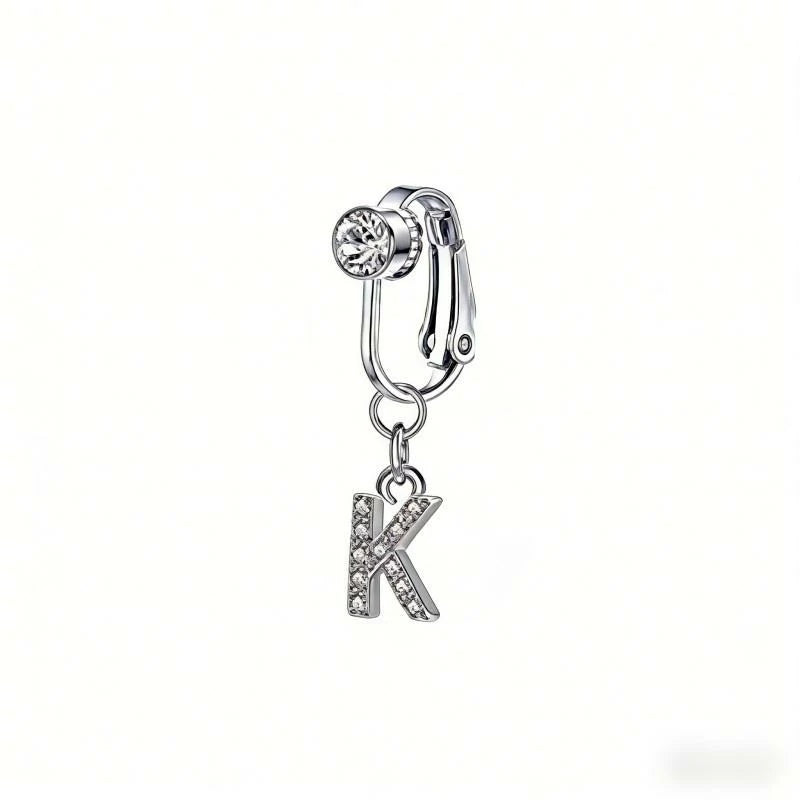 Fake 14G Surgical Stainless Steel 26 Letter Dangle Navel Barbell Stud Cubic Zirconia