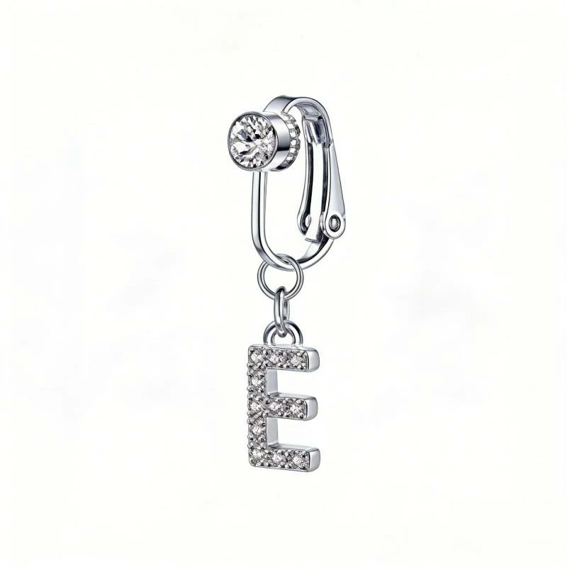 Fake 14G Surgical Stainless Steel 26 Letter Dangle Navel Barbell Stud Cubic Zirconia