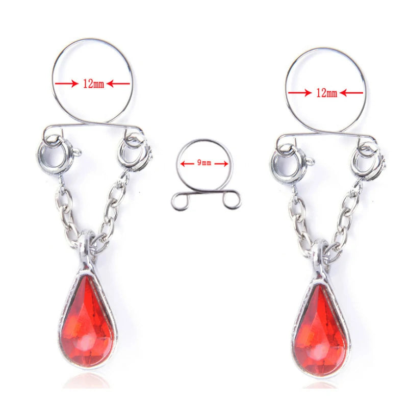Fake Nipple Rings Non Piercing Nipple Jewelry Dangle Faux Nipple Rings