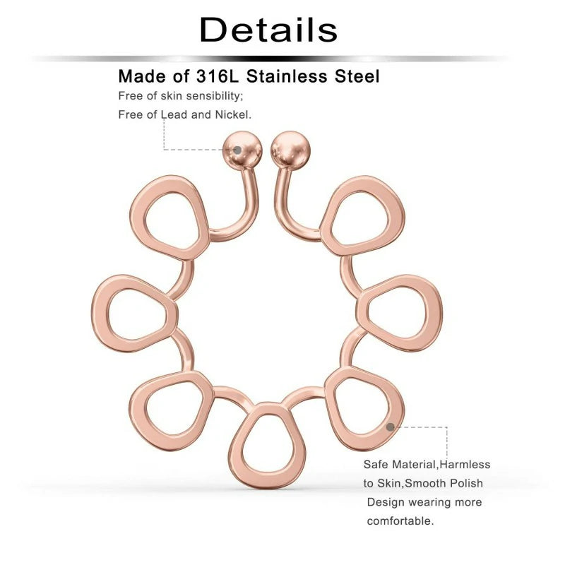 Fake Nipplerings Piercings Adjustable Clip On Nipple Rings Stainless Steel Non-Piercing Nipple Jewelry