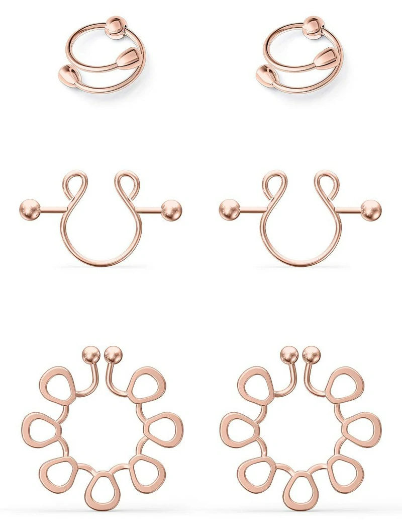 Fake Nipplerings Piercings Adjustable Clip On Nipple Rings Stainless Steel Non-Piercing Nipple Jewelry