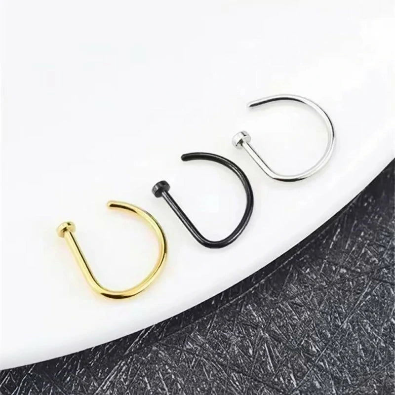 Fake Nose Lip Ring Faux Clip on No Pierced Non Piercing Helix Cartilage Earring Ear Cuff