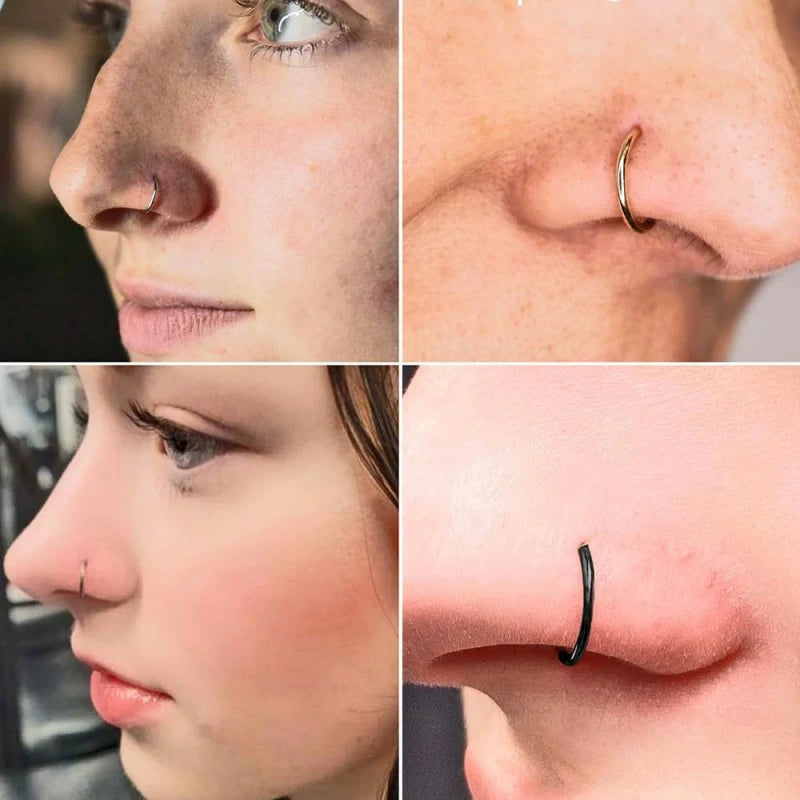 Fake Nose Lip Ring Faux Clip on No Pierced Non Piercing Helix Cartilage Earring Ear Cuff