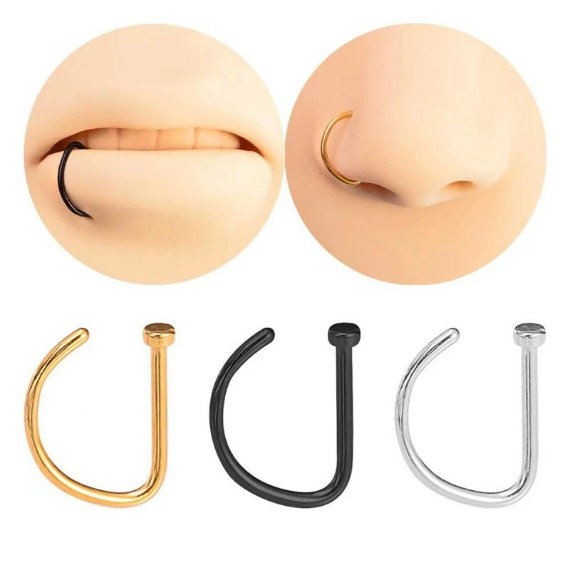 Fake Nose Lip Ring Faux Clip on No Pierced Non Piercing Helix Cartilage Earring Ear Cuff