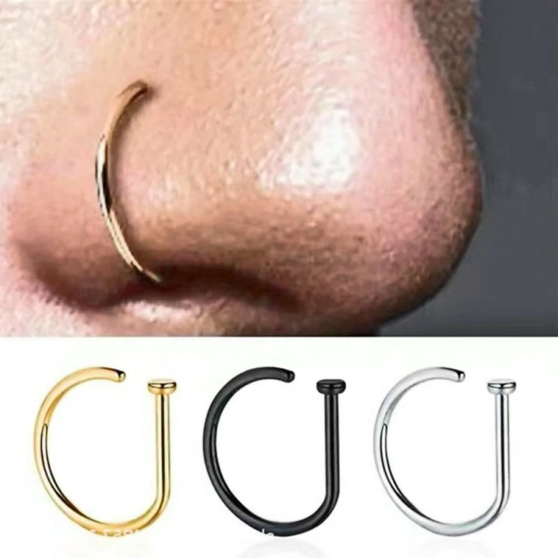 Fake Nose Lip Ring Faux Clip on No Pierced Non Piercing Helix Cartilage Earring Ear Cuff