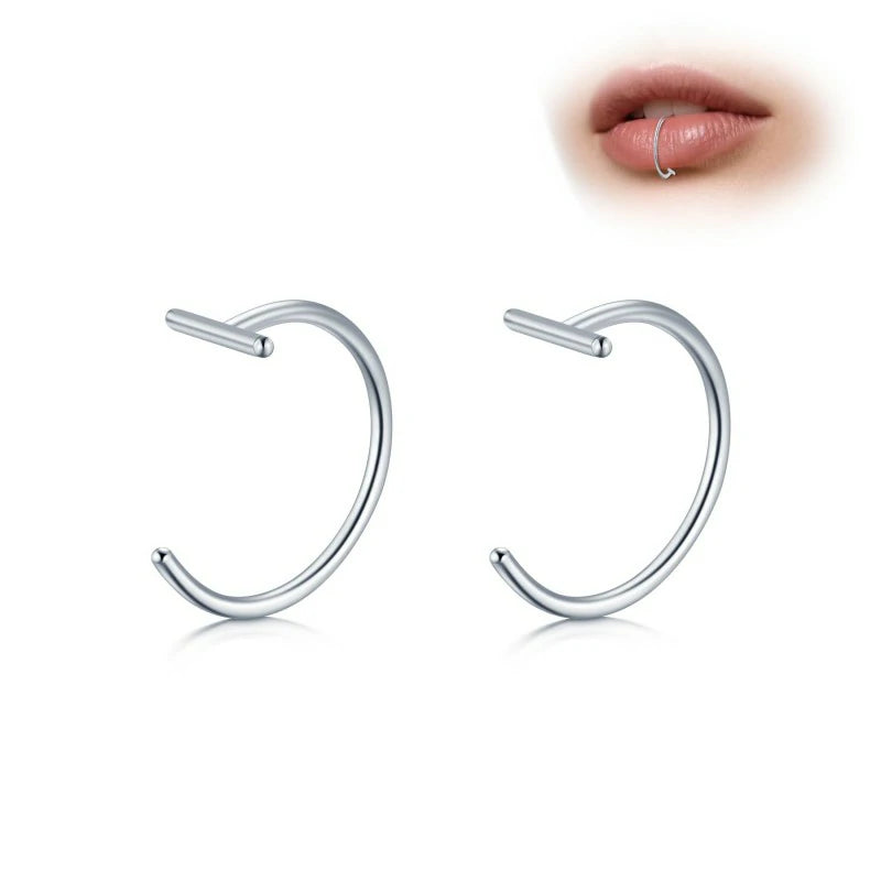 Fake Nose Lip Ring Faux Clip on No Pierced Non Piercing Helix Cartilage Earring