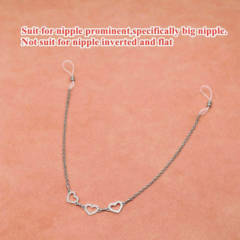 Faux Body Piercing Jewelry Nipple Noose Chain Adjustable Silicone Band Non Piercing Nipple