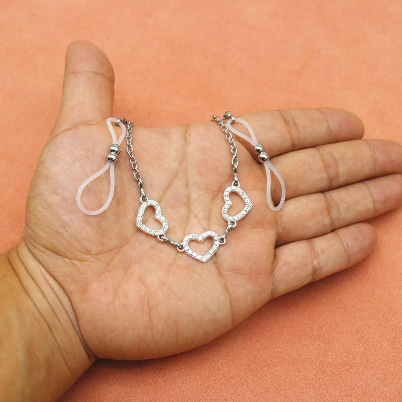 Faux Body Piercing Jewelry Nipple Noose Chain Adjustable Silicone Band Non Piercing Nipple