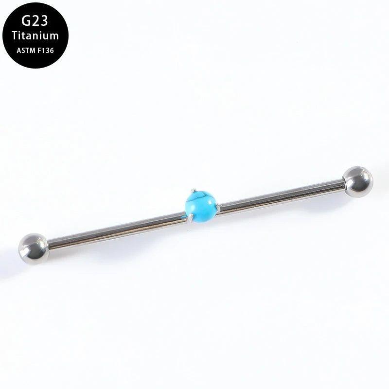 14G Round CZ Industrial Barbell Earrings G23 Titanium 38mm Long Cartilage Industrial Bar Hypoallergenic Industrial Piercing Jewelry