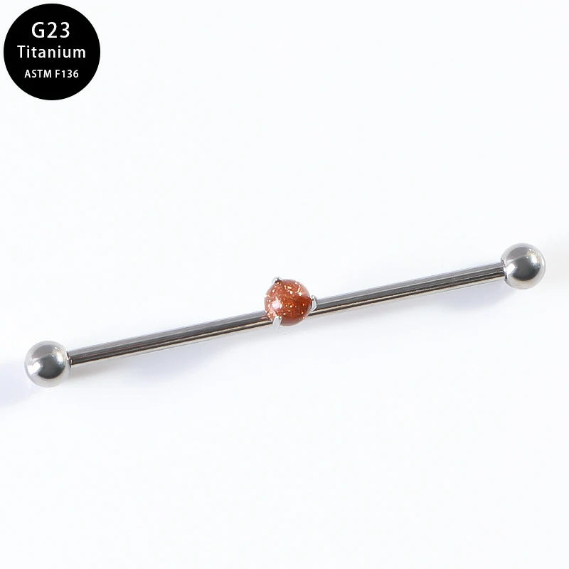 14G Round CZ Industrial Barbell Earrings G23 Titanium 38mm Long Cartilage Industrial Bar Hypoallergenic Industrial Piercing Jewelry