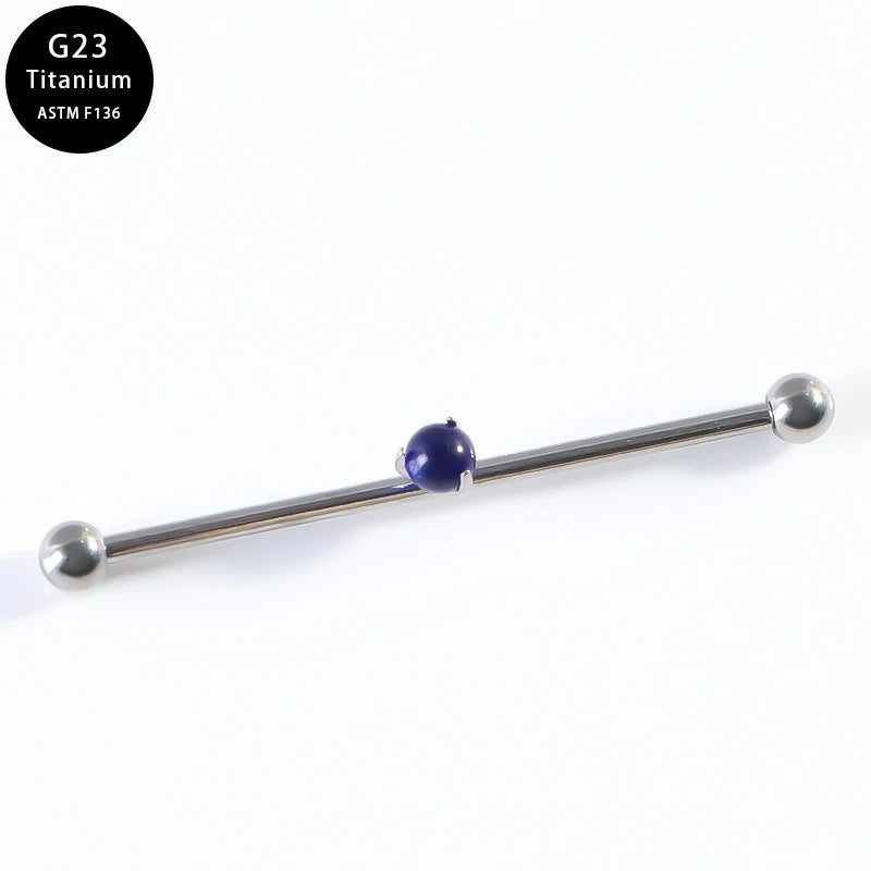 14G Round CZ Industrial Barbell Earrings G23 Titanium 38mm Long Cartilage Industrial Bar Hypoallergenic Industrial Piercing Jewelry