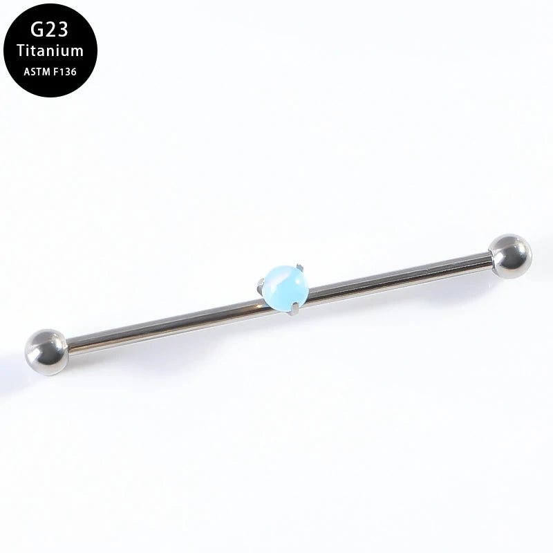 14G Round CZ Industrial Barbell Earrings G23 Titanium 38mm Long Cartilage Industrial Bar Hypoallergenic Industrial Piercing Jewelry