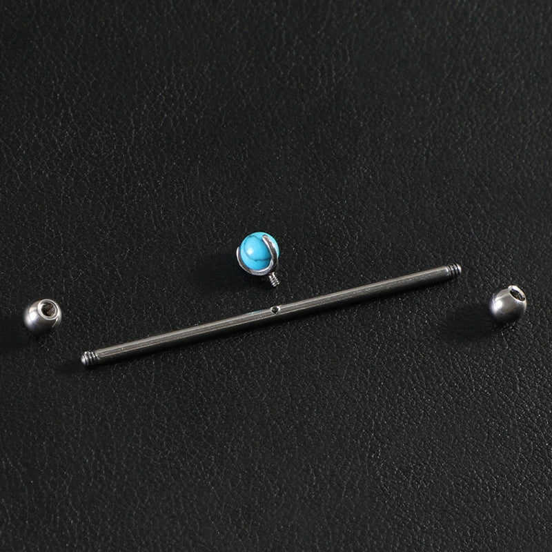 14G Round CZ Industrial Barbell Earrings G23 Titanium 38mm Long Cartilage Industrial Bar Hypoallergenic Industrial Piercing Jewelry