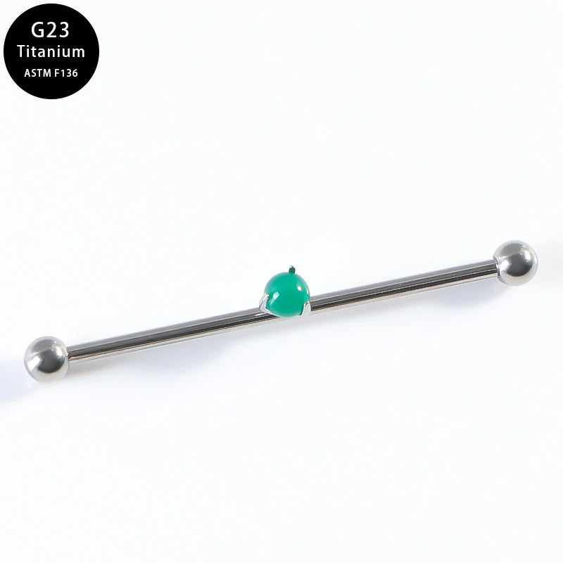 14G Round CZ Industrial Barbell Earrings G23 Titanium 38mm Long Cartilage Industrial Bar Hypoallergenic Industrial Piercing Jewelry