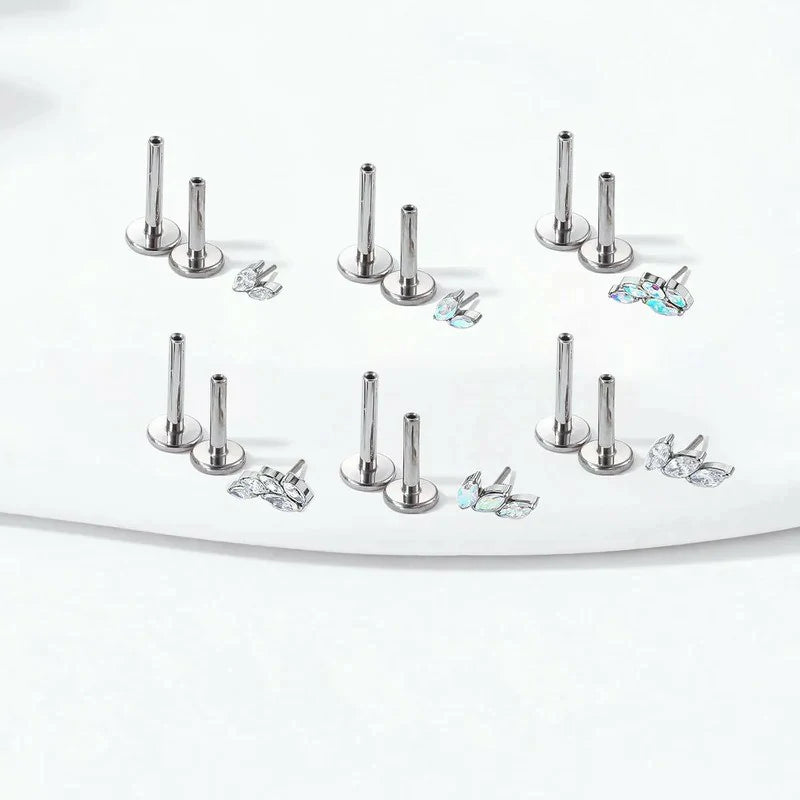 G23 Titanium Flat Back Earrings Studs 16g F136 Implant Grade Titanium Labrets Press Fit Threadless